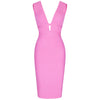 Women Cut Out Bandage Dress Bodycon Sexy Double Deep v Neck Pink Bandage Dress Rayon Evening Party Dress | Vimost Shop.