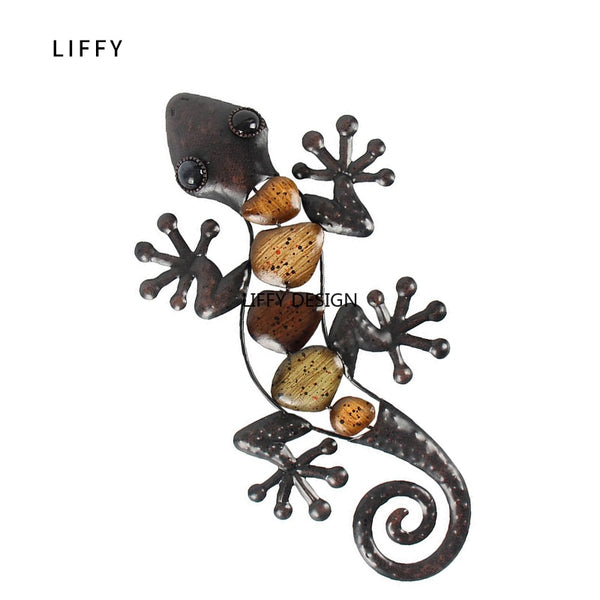 Home Decor Metal Gecko Wall for Garden Decoration Outdoor Statues Accessories Sculptures and Animales Jardin | Vimost Shop.