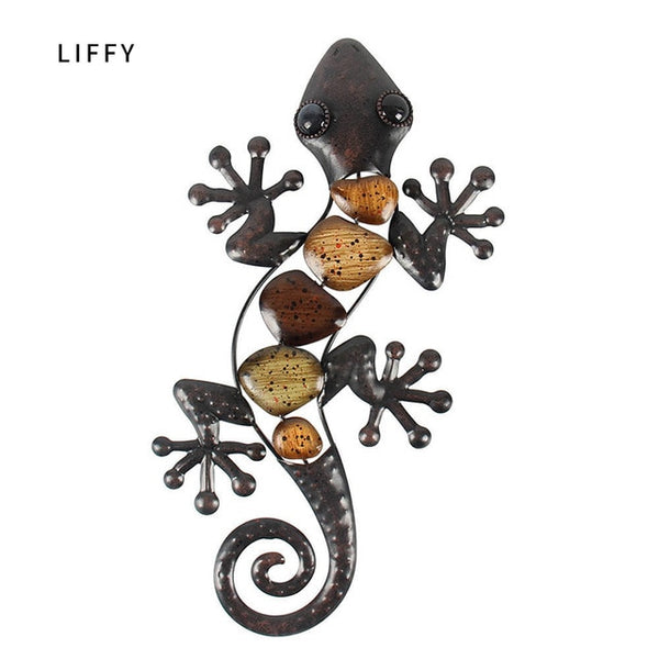 Home Decor Metal Gecko Wall for Garden Decoration Outdoor Statues Accessories Sculptures and Animales Jardin | Vimost Shop.