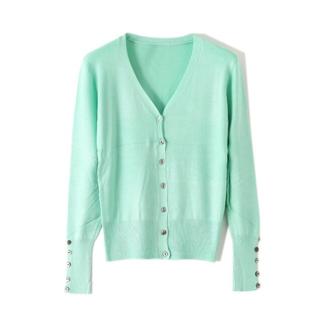 High Quality Shell Cufflinks Knitted Cardigan Shirt Top Female Loose  Shawl Autumn Women's Sweater Jacket