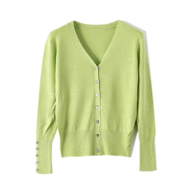 High Quality Shell Cufflinks Knitted Cardigan Shirt Top Female Loose  Shawl Autumn Women's Sweater Jacket