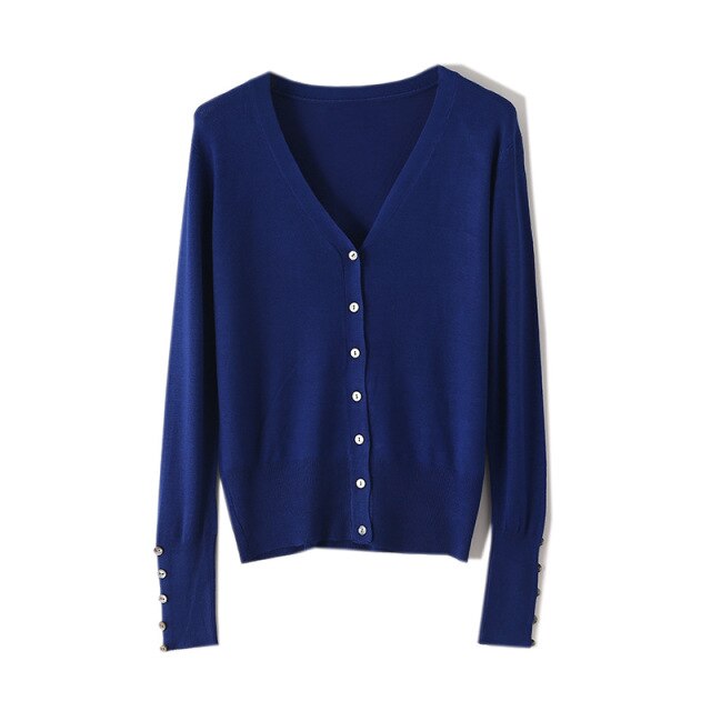 High Quality Shell Cufflinks Knitted Cardigan Shirt Top Female Loose  Shawl Autumn Women's Sweater Jacket