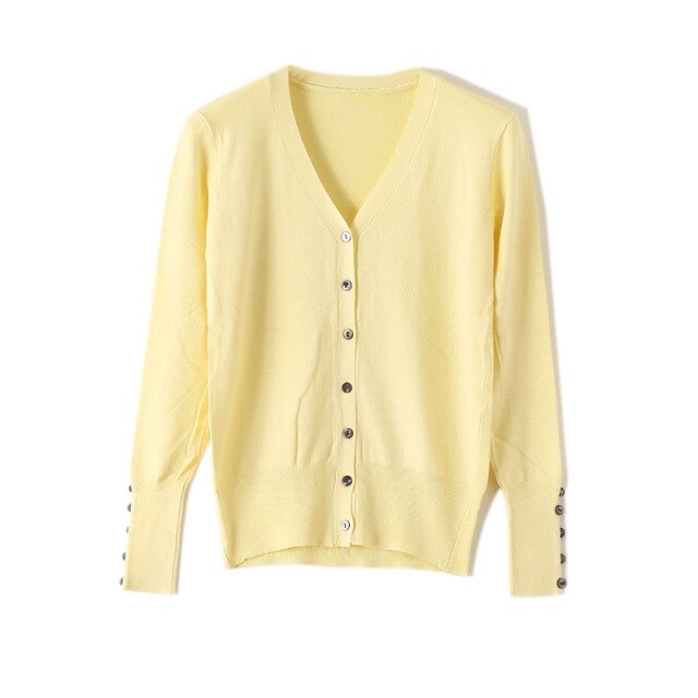 High Quality Shell Cufflinks Knitted Cardigan Shirt Top Female Loose  Shawl Autumn Women's Sweater Jacket