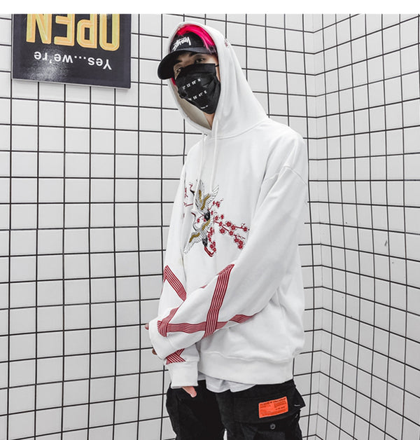 Flower Animal Embroidery Pullover Hoodie Men Chinese Style Casual Hoodies Sweatshirts Fashion Hip Hop Streetwear | Vimost Shop.