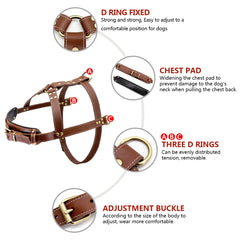 Real Leather Dog Harness Pet Training Products Strong Pulling Harness Vest For Large Dogs German Shepherd Dog Agility Product