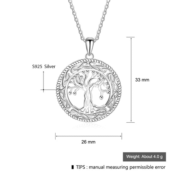 Vintage 925 Sterling Silver Tree of Life Round Pendant Necklace Women Silver Jewelry Birthday Gift for Grandma | Vimost Shop.