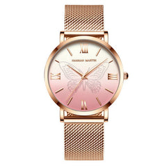 Women Watches Japan Quartz Movement 3D Butterfly Top Brand Luxury Stainless Steel Waterproof Wristwatches