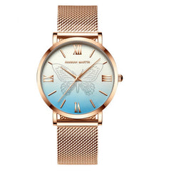 Women Watches Japan Quartz Movement 3D Butterfly Top Brand Luxury Stainless Steel Waterproof Wristwatches