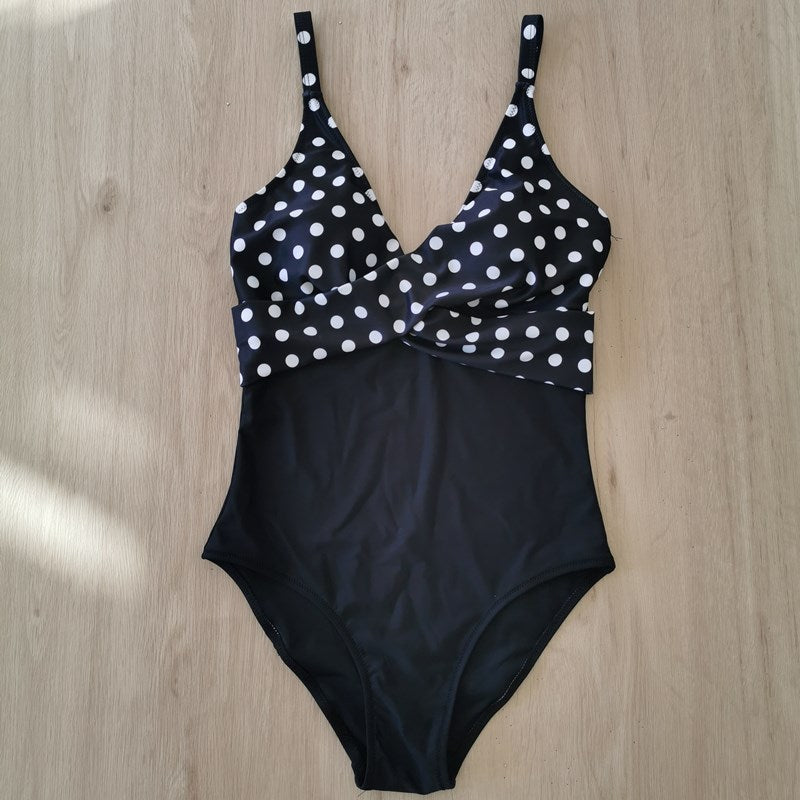 One Piece Swimsuit Women Print Sexy Black White Bodysuit Swimwear | Vimost Shop.