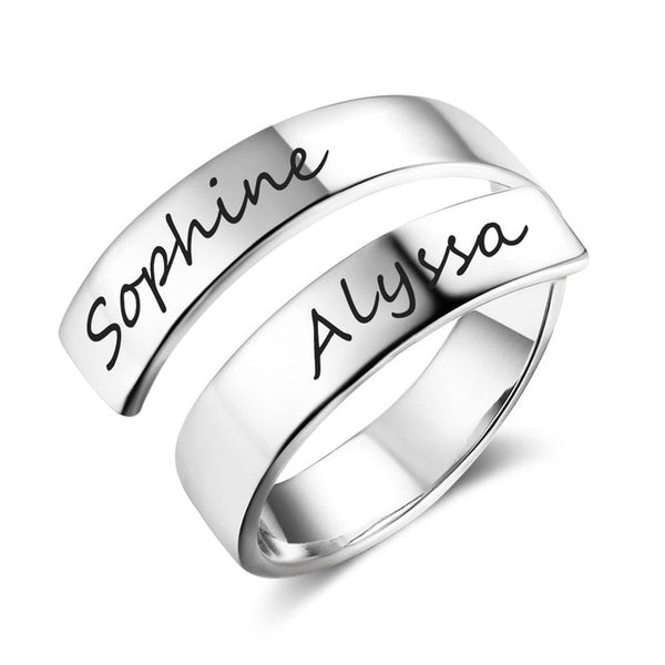 Personalized Gift Customized Engraved Name Stainless Steel Adjustable Rings for Women Anniversary Jewelry | Vimost Shop.