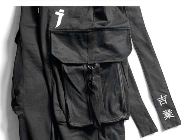 Multi Pocket Hip Hop Pants Men Ribbon Elastic Waist Harajuku Streetwear Joggers Mens Trousers Techwear Pants | Vimost Shop.