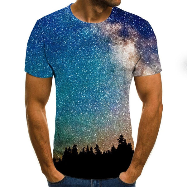 Men's T-shirt beautiful starry sky tops 3D printed short sleeve summer round neck shirt trendy streetwear | Vimost Shop.