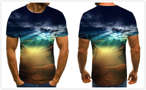 Men's T-shirt beautiful starry sky tops 3D printed short sleeve summer round neck shirt trendy streetwear | Vimost Shop.