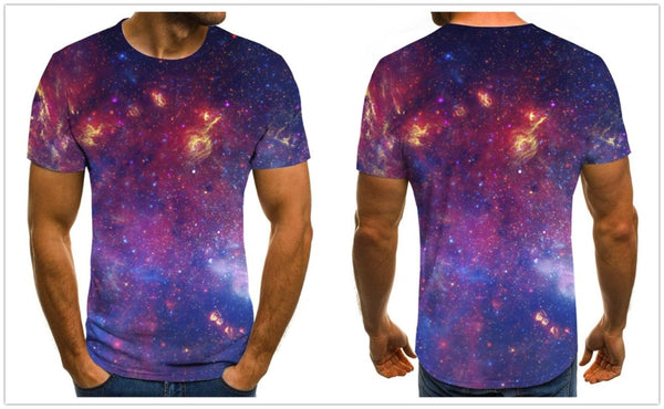 Men's T-shirt beautiful starry sky tops 3D printed short sleeve summer round neck shirt trendy streetwear | Vimost Shop.