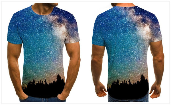 Men's T-shirt beautiful starry sky tops 3D printed short sleeve summer round neck shirt trendy streetwear | Vimost Shop.