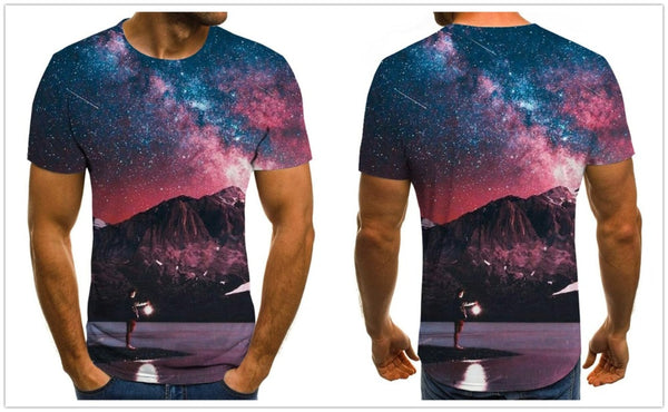 Men's T-shirt beautiful starry sky tops 3D printed short sleeve summer round neck shirt trendy streetwear | Vimost Shop.