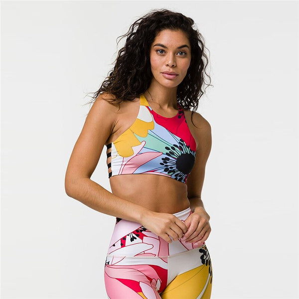Floral Woman Sportwear Yoga Set Seamless Gym Suit Crop Top Bra Elastic High Waist Yoga Pant Leggings Outfit Fitness Clothing | Vimost Shop.