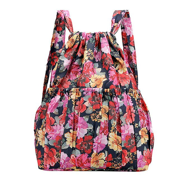 Fashion Vinatge Drawstring Backpacks Women Large Capacity Flower Ethnic Style Waterproof Nylon Shoulders Backpacks Rucksack | Vimost Shop.