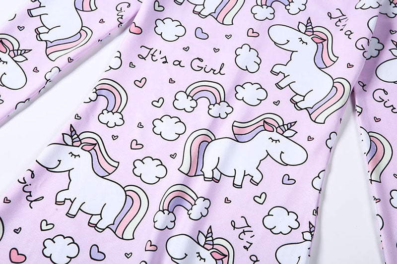 Active Women's Printed Hip Exercise Fitness Jumpsuit Pink Rainbow Pony Print | Vimost Shop.