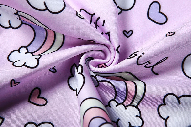 Active Women's Printed Hip Exercise Fitness Jumpsuit Pink Rainbow Pony Print | Vimost Shop.