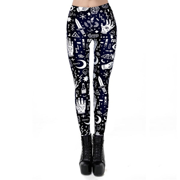 New Ouija Black Legging for Women Gothic Style Skull Fashion Design Sexy Fitness Ankle Pants | Vimost Shop.
