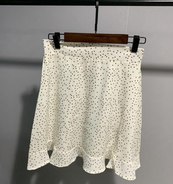 Women Dots Mini Skirt Green White Saia High Waistline Faldas sexy Skirts Summer | Vimost Shop.