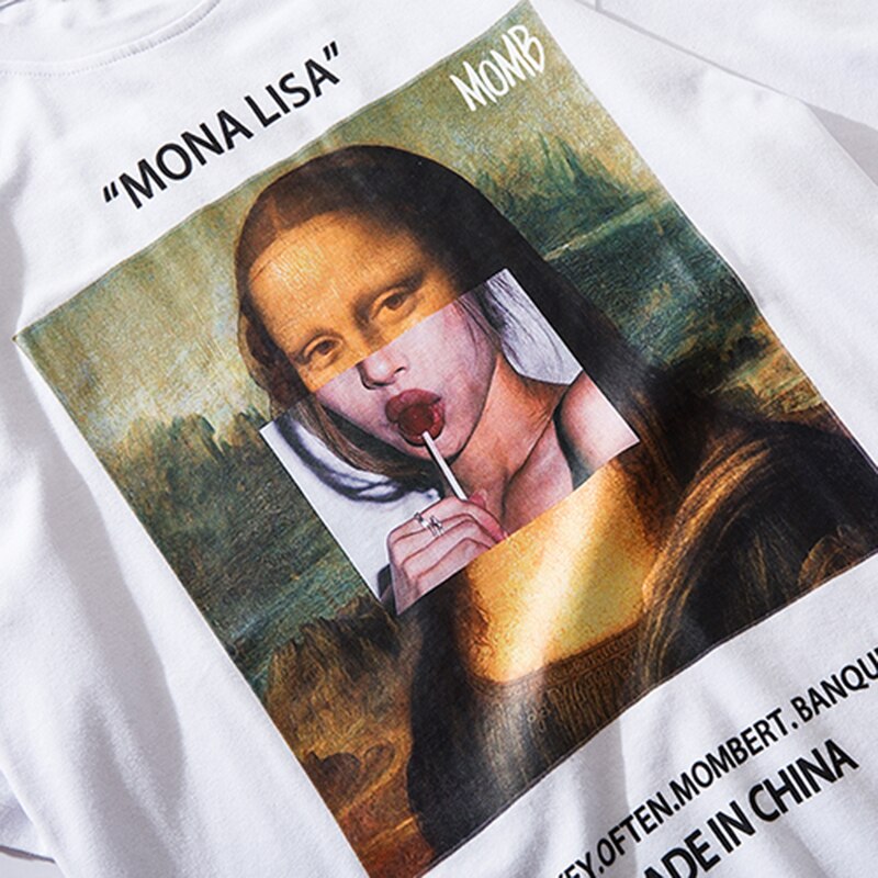 Funny Mona Lisa Printed Short Sleeve T Shirts Streetwear Men Summer Harajuku Hip Hop Top Tees Male Tshirts | Vimost Shop.