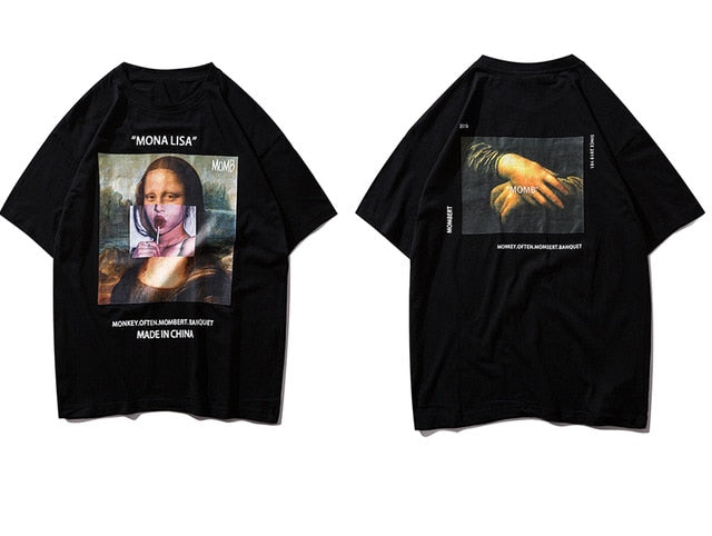 Funny Mona Lisa Printed Short Sleeve T Shirts Streetwear Men Summer Harajuku Hip Hop Top Tees Male Tshirts | Vimost Shop.