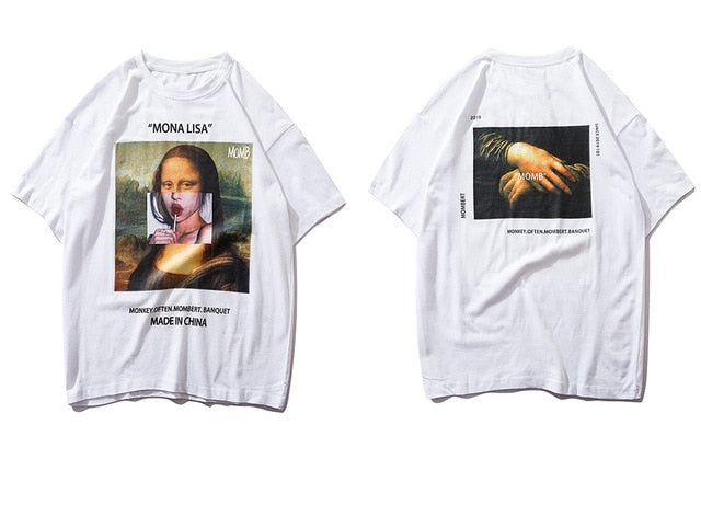 Funny Mona Lisa Printed Short Sleeve T Shirts Streetwear Men Summer Harajuku Hip Hop Top Tees Male Tshirts | Vimost Shop.