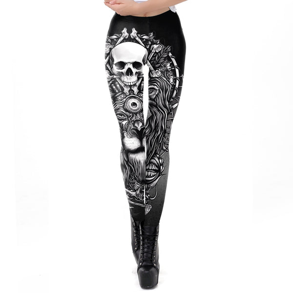 Skull Punk Women Legging Gothic Style Lion Retro Vintage Steampunk Leggins Ankle Pants | Vimost Shop.