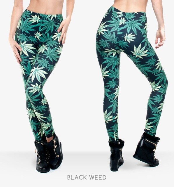 Women Clothing Ladies Legins Full Length Weeds 3D Graphic Printing Legging Sexy Punk Pants Leggings | Vimost Shop.