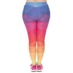 Fashion Large Size Leggings Triangles Rainbow Printed High Waist Leggins | Vimost Shop.