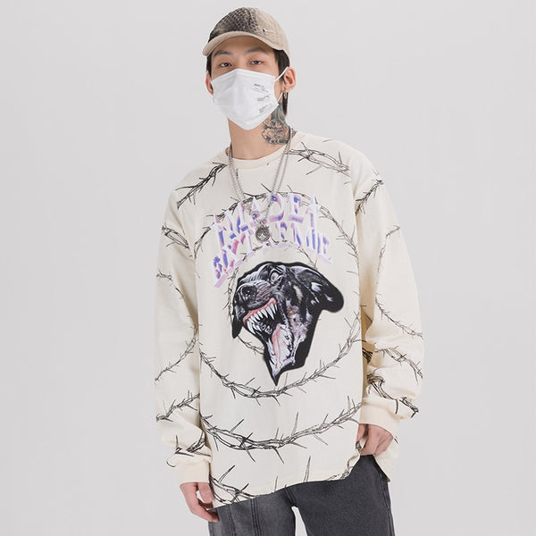 Sweatshirt Men Vicious Dog Printed Hip Hop Street Style Hoodies Streetwear | Vimost Shop.