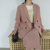 Women Blazer Suits Doule Breasted Pink Blazer High Waist Skirt Office Lady Sets | Vimost Shop.