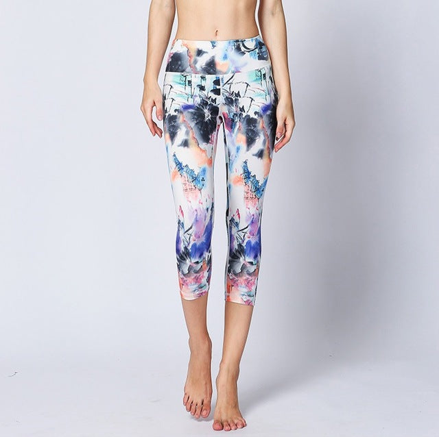Sport Leggings Gym Elastic Romantic Printed Long Tights | Vimost Shop.