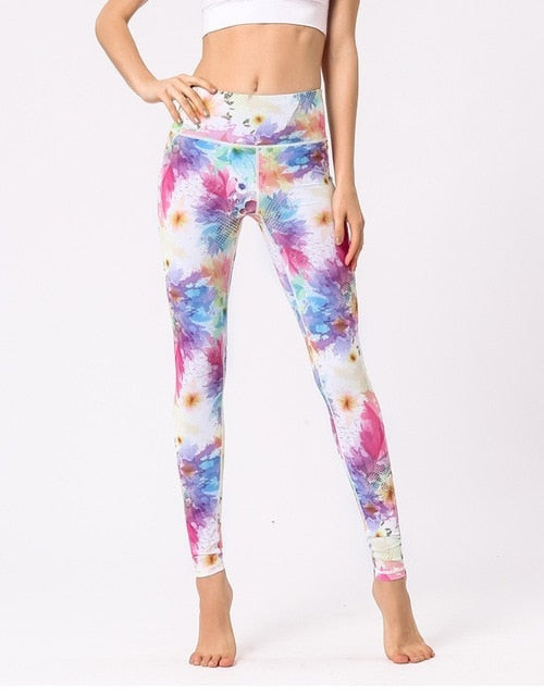 Sport Leggings Gym Elastic Romantic Printed Long Tights | Vimost Shop.