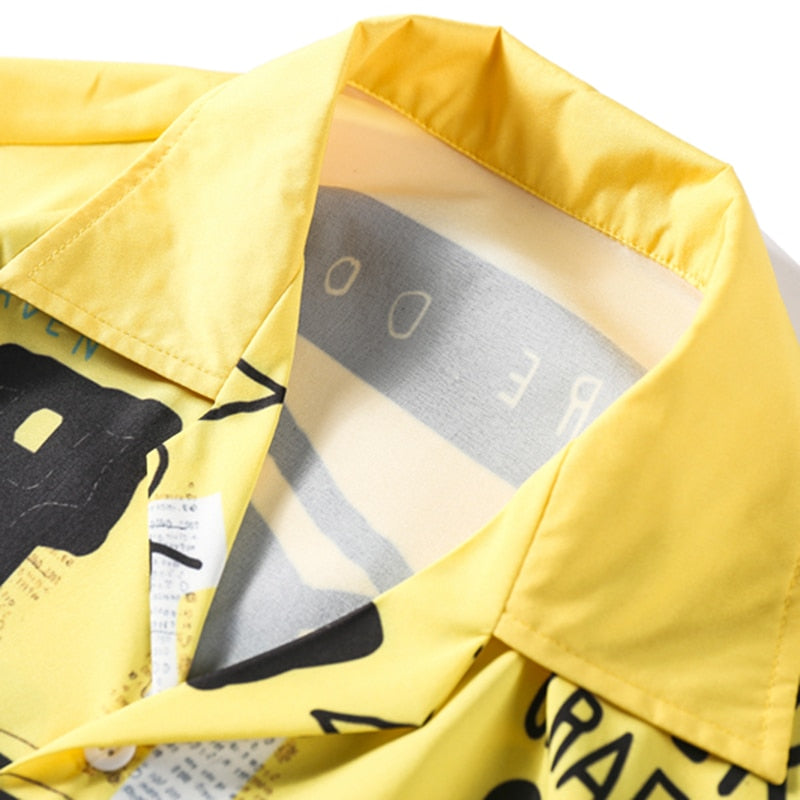 Hip Hop Shirts Graffiti Printing Hawaii Aloha Fancy Beach Streetwear Summer Men Casual Short Sleeve Holiday Shirt | Vimost Shop.