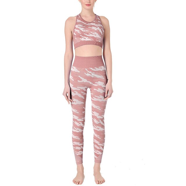 2PCS Camo Yoga Set Sports Wear For Women Gym Fitness Clothing Booty Yoga Leggings + Sport Bra GYM Sport Suit Femme 2020 New | Vimost Shop.