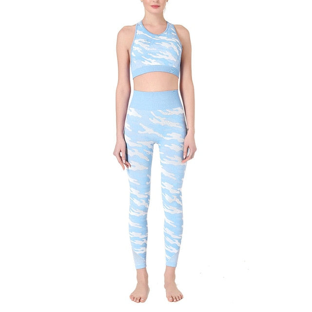 2PCS Camo Yoga Set Sports Wear For Women Gym Fitness Clothing Booty Yoga Leggings + Sport Bra GYM Sport Suit Femme 2020 New | Vimost Shop.
