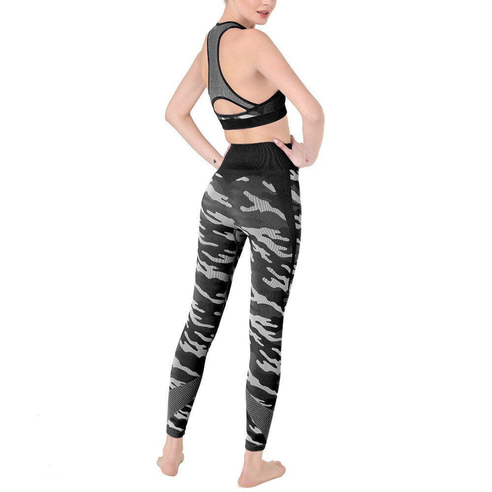 2PCS Camo Yoga Set Sports Wear For Women Gym Fitness Clothing Booty Yoga Leggings + Sport Bra GYM Sport Suit Femme 2020 New | Vimost Shop.