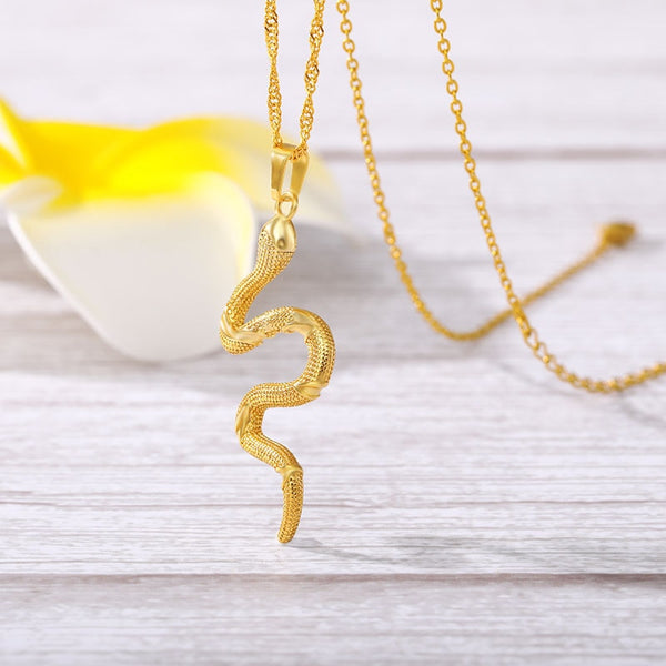 Snake Pendant Necklace For Women snake jewelry Gold stainless steel jewelry collier inoxydable femme collier serpent | Vimost Shop.