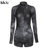 Skinny women zipper playsuits sexy rompers clubwear print full sleeve sportwear turtleneck | Vimost Shop.