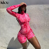Skinny women zipper playsuits sexy rompers clubwear print full sleeve sportwear turtleneck | Vimost Shop.