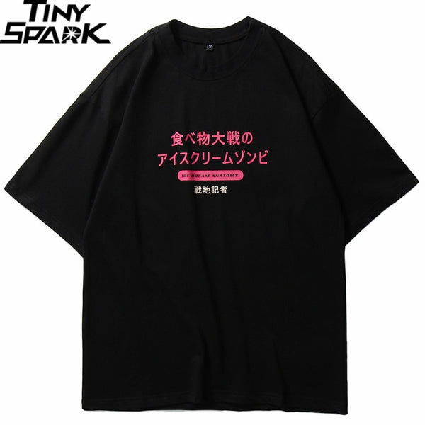 Men Hip Hop T Shirt Funny Ice Cream Anatomy Harajuku Japanese Kanji T-Shirt Streetwear | Vimost Shop.