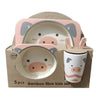 5pcs/set Cartoon Animal Tableware Baby Dishes Set Eco-friendly Bamboo Fiber Dinnerware Food Plate Bowl For Kids Boy Girl Gift | Vimost Shop.