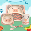 5pcs/set Cartoon Animal Tableware Baby Dishes Set Eco-friendly Bamboo Fiber Dinnerware Food Plate Bowl For Kids Boy Girl Gift | Vimost Shop.