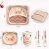 5pcs/set Cartoon Animal Tableware Baby Dishes Set Eco-friendly Bamboo Fiber Dinnerware Food Plate Bowl For Kids Boy Girl Gift | Vimost Shop.
