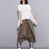 High Elastic Waist Black Fold Bandage Stitch Loose Long Cross-pants Women Trousers Fashion | Vimost Shop.