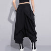 High Elastic Waist Black Fold Bandage Stitch Loose Long Cross-pants Women Trousers Fashion | Vimost Shop.