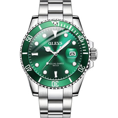 Mens Watches Top Brand Luxury Fashion Waterproof Luminous Hand Green Dial Quartz Sports Wristwatch Gifts for Men